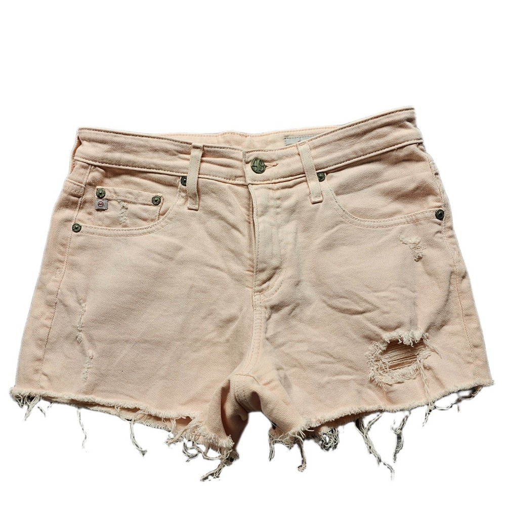 AG Adriano Goldschmied Cuff-off Shorts Womens 26R Peach Pink Denim‎ Distressed